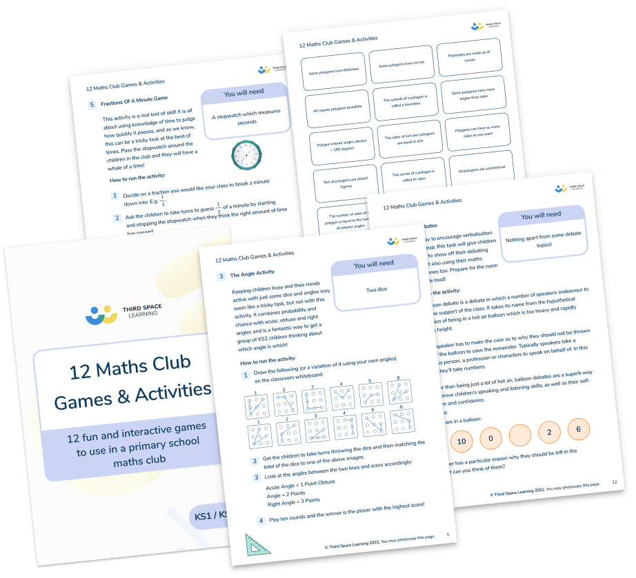 12 Maths Club Activities for Primary Schools