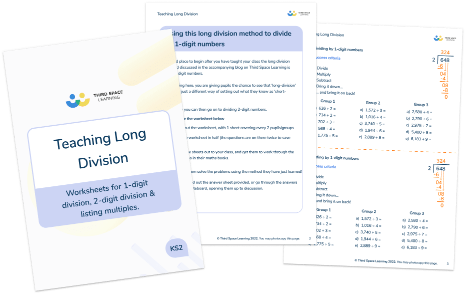 3 Long Division Worksheets For Year 3-6 Classes