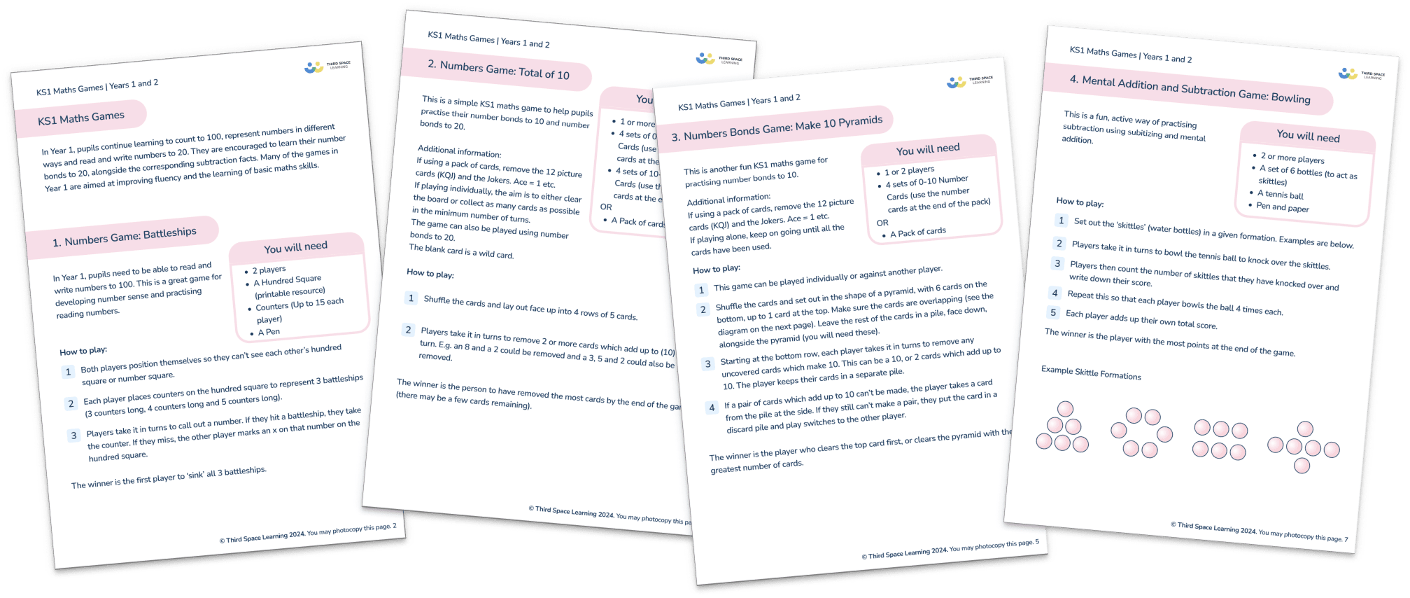 KS1 Maths Games Printable Resource Pack