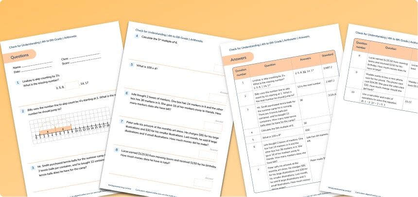 Arithmetic Check for Understanding Quiz