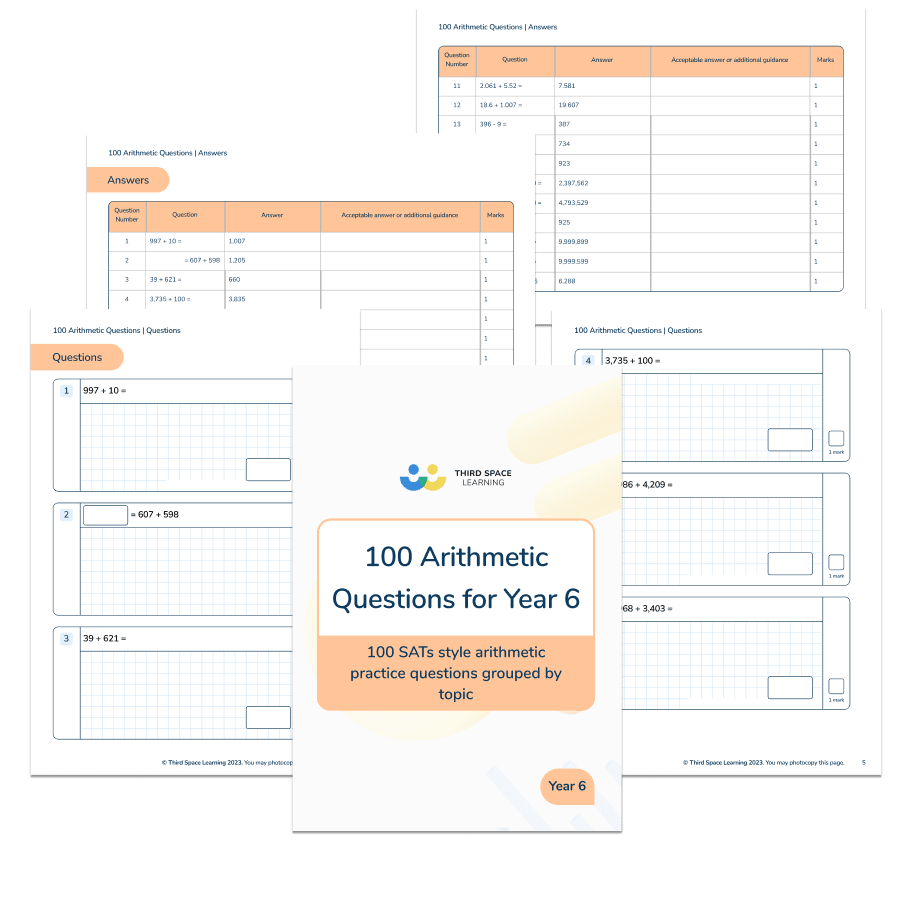 100 Arithmetic Questions for Year 6