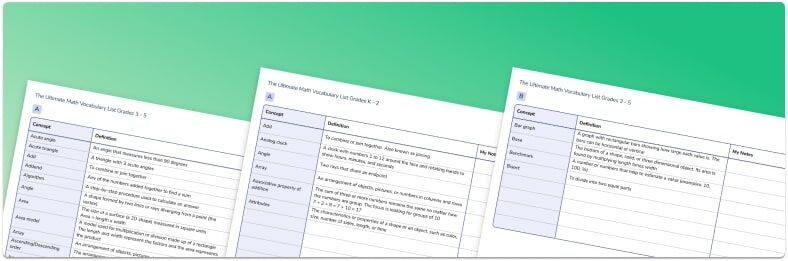 Ultimate Math Vocabulary Lists