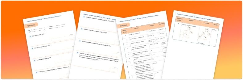 Factors and Multiples Check for Understanding Quiz