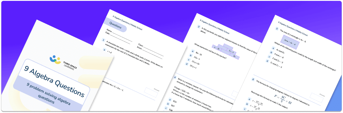 9 Algebra Questions for Middle School