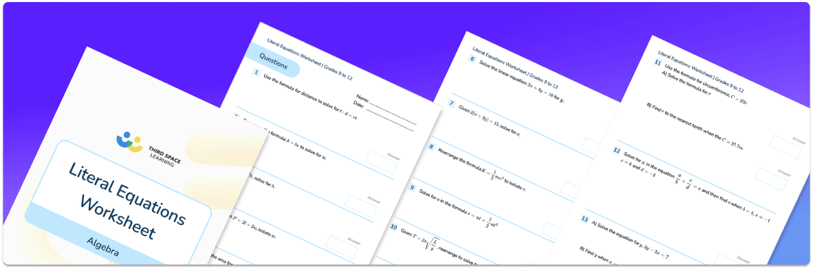 Literal Equations Worksheet